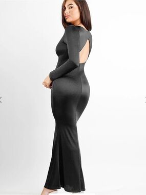 Shapewear Shine Long Sleeve Cut-Out Hourglass Maxi Dress